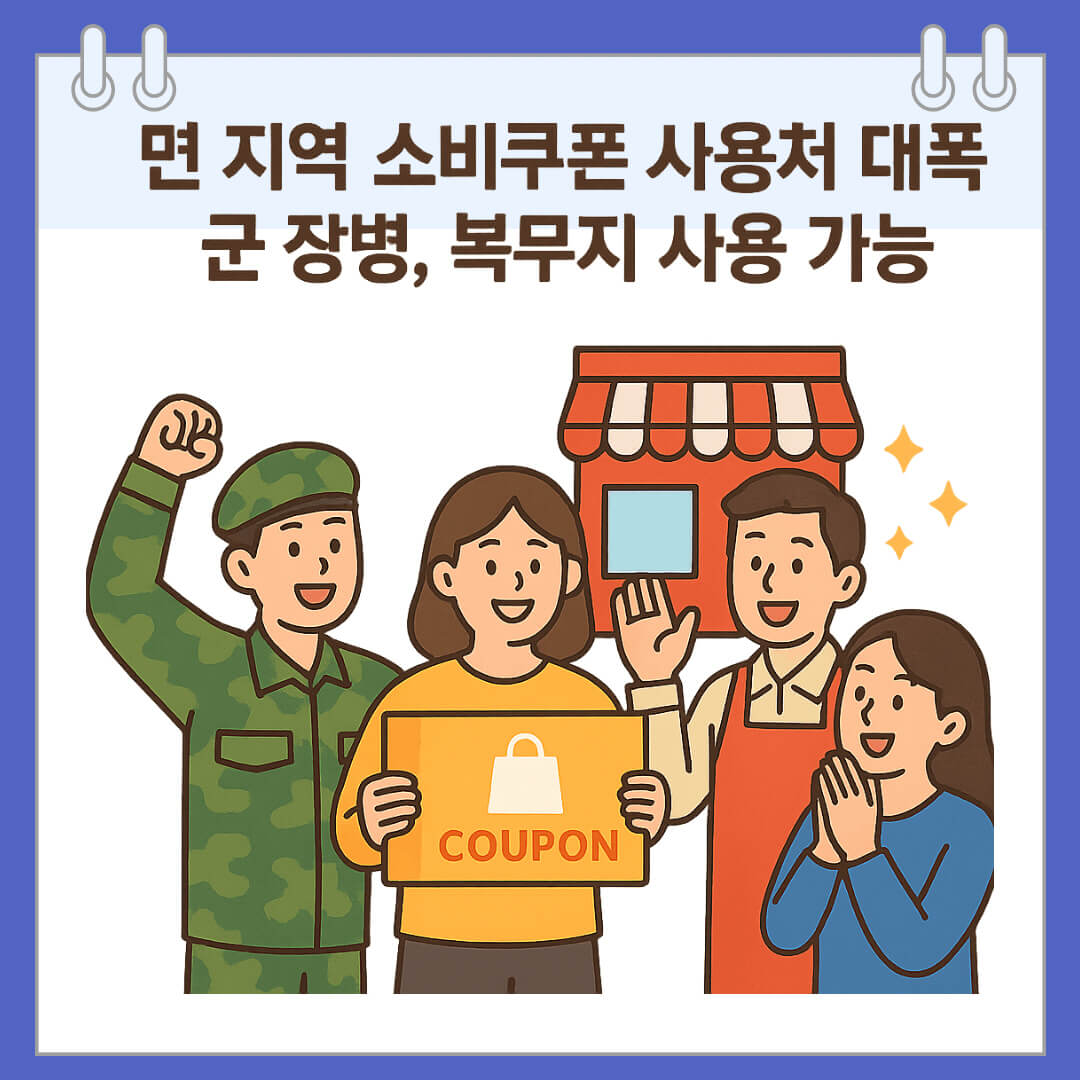 '면' 지역 소비쿠폰 사용처 대폭 확대…군 장병, 복무지 사용 가능
