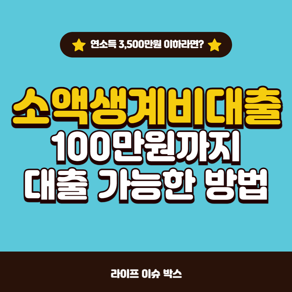 소액생계비대출은 신용평점 하위 20% 이하이면서 연소득 3,500만원 이하인 분들이 최대 100만원까지 받을 수 있는 대출
