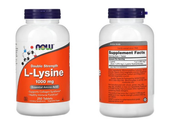 NOW Foods, L-라이신, 1,000mg, 250정