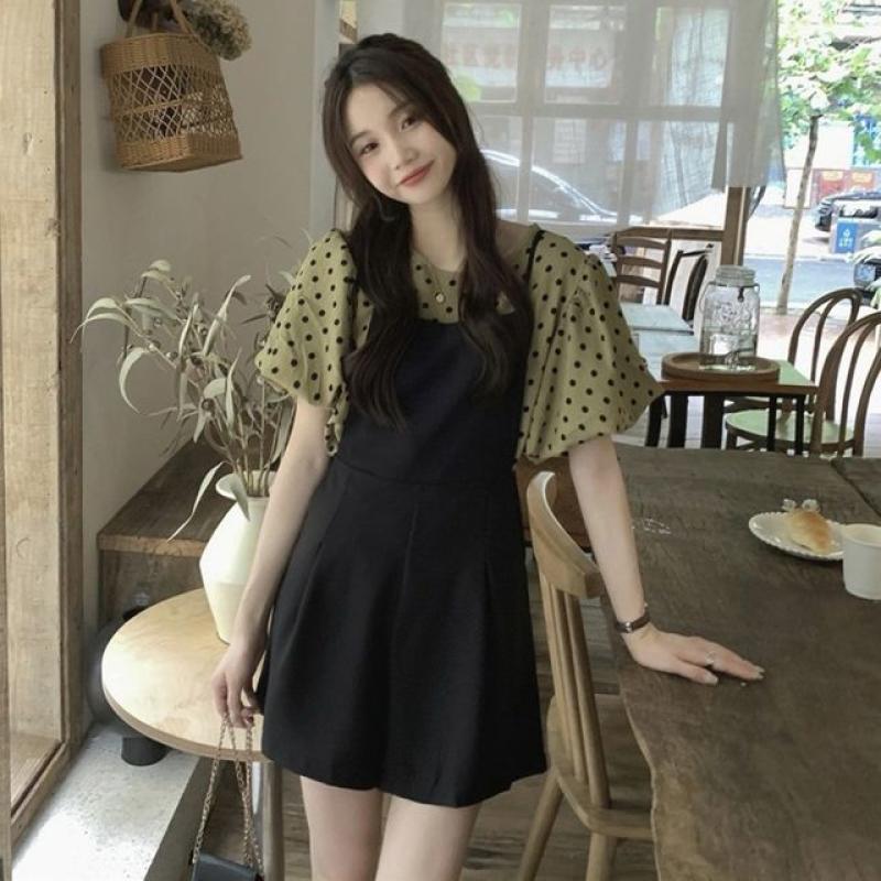 메이비굿 여성원피스 포켓 끈나시 숏 점프슈트