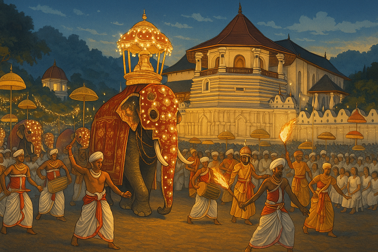 불의 퍼레이드가 밤하늘을 수놓는 스리랑카 '캔디 페라헤라' (불교,퍼레이드,유산)