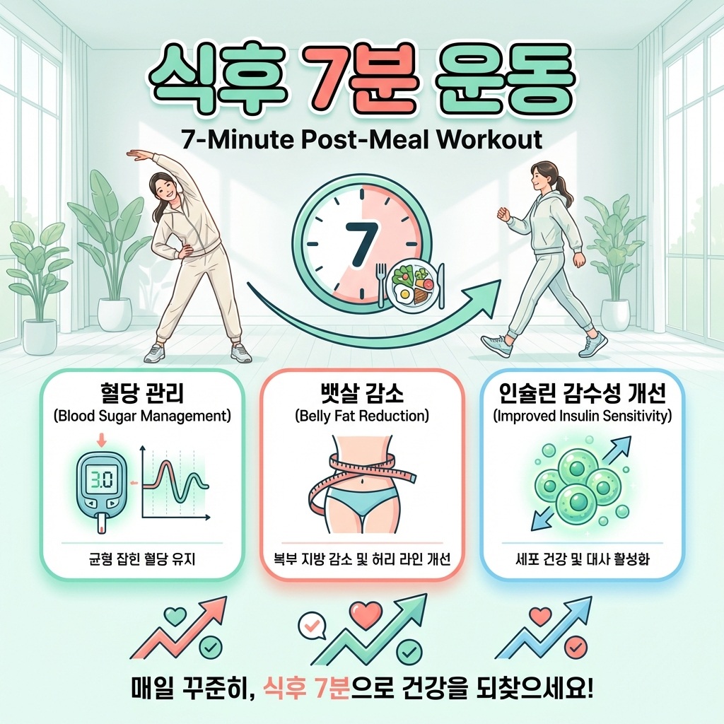 식후 7분 운동 (혈당관리, 뱃살감소, 인슐린민감도)