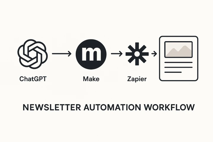 ChatGPT์ Make, Zapier๋ก ๋ด์ค๋ ํฐ๋ฅผ ์๋ํํ๋ ์ ์ฒด ํ๋ฆ๋