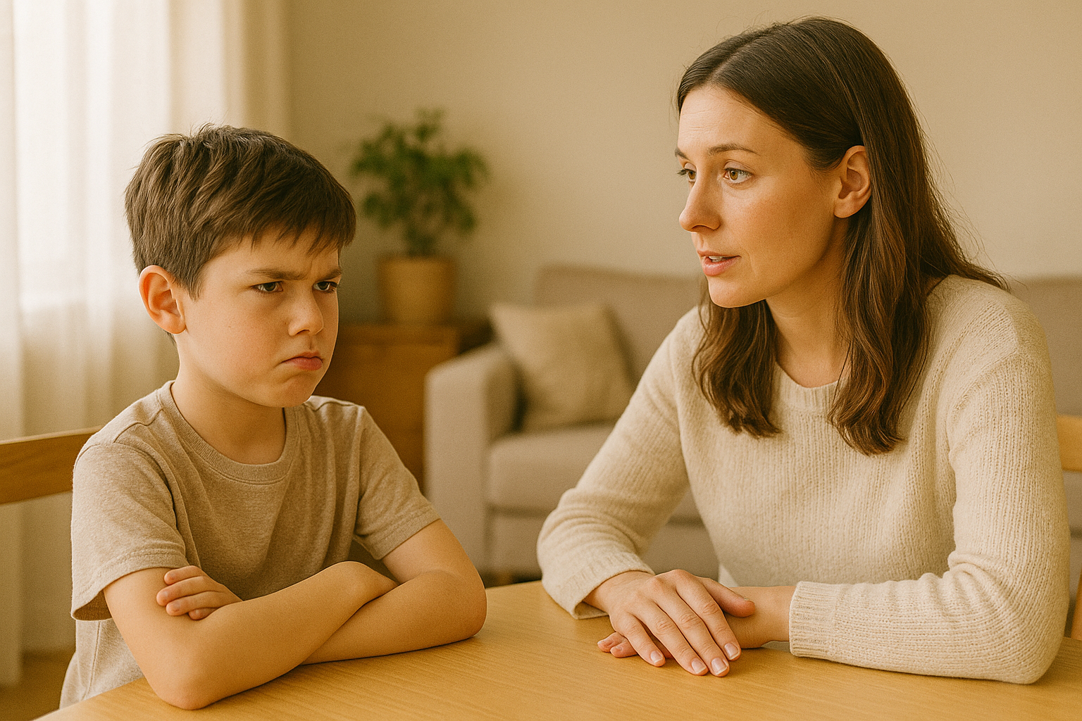 화가난 아이와 엄마의 대화