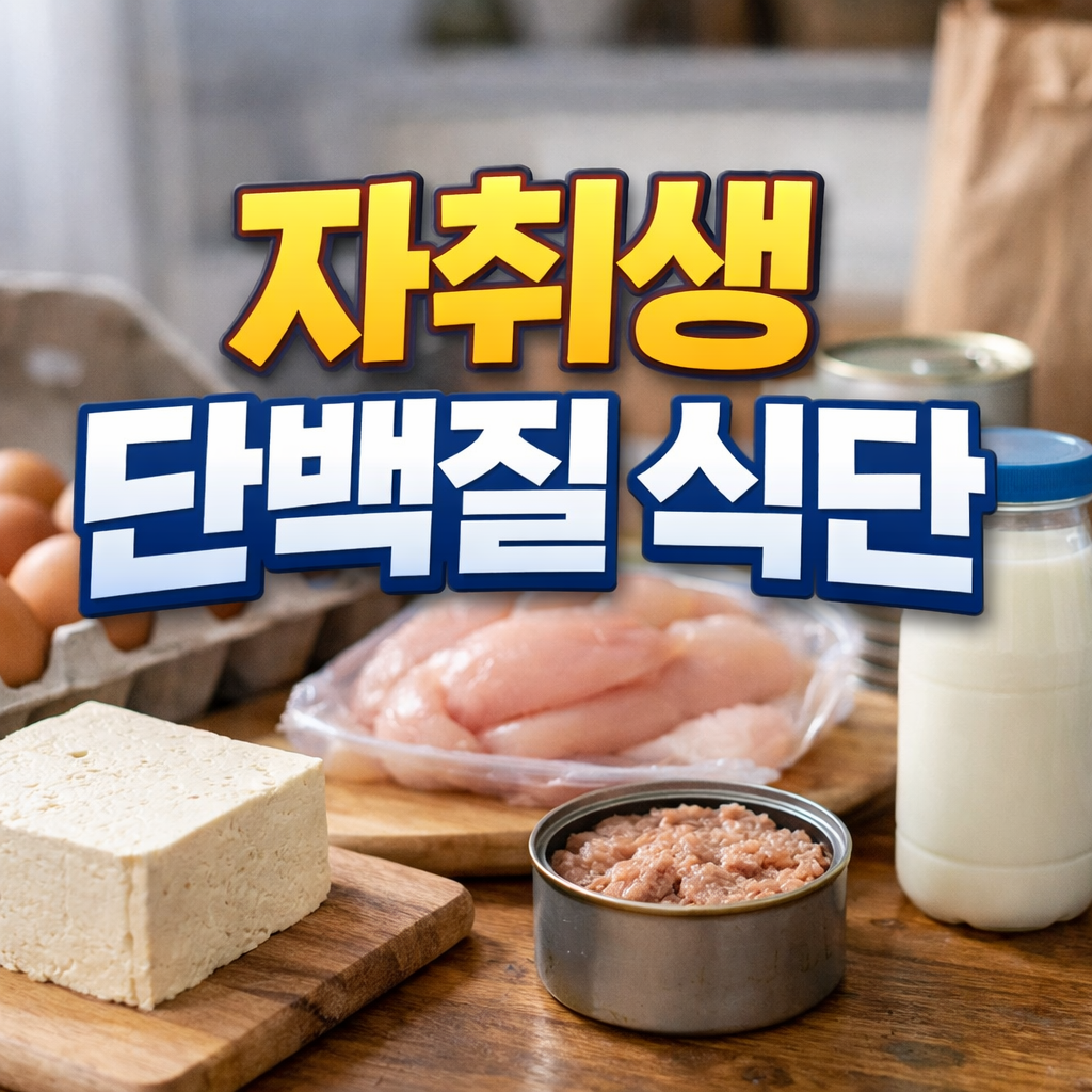 자취생 단백질 식단 가성비 식재료 구성 실사 이미지