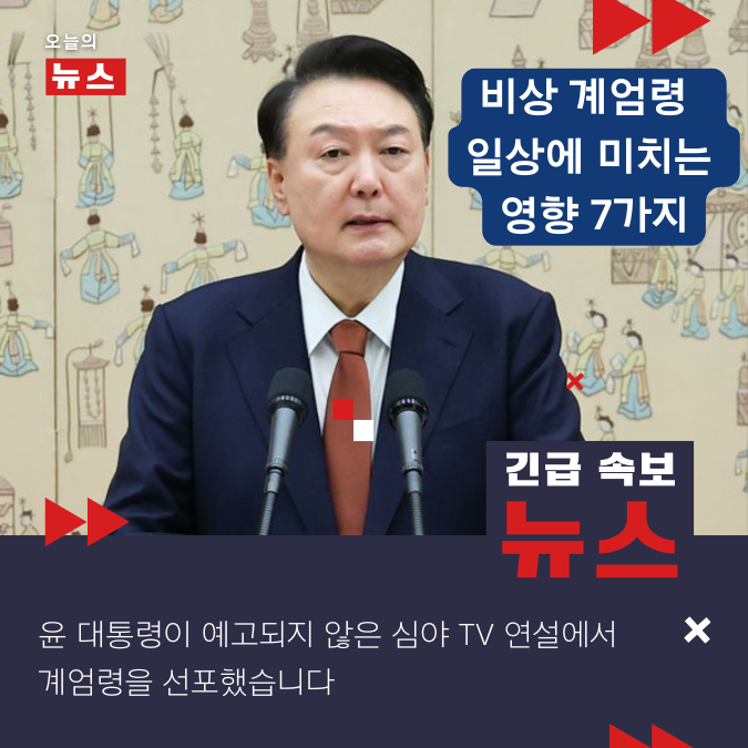비상계엄령 선포가 일상생활에 미치는 영향 7가지