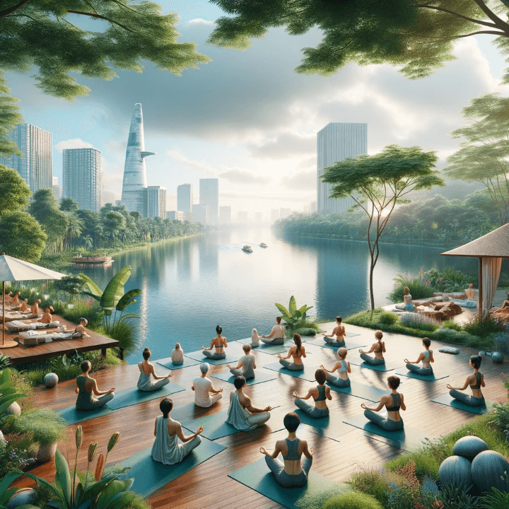 호치민 다리미 스파 핫하다 못해 너무 시원하다! - 2. 다미리 스파의 독특한 서비스와 치료법 - 2.3 전체적인 웰니스 프로그램 - ② 사이공강 요가 사이공강 요가