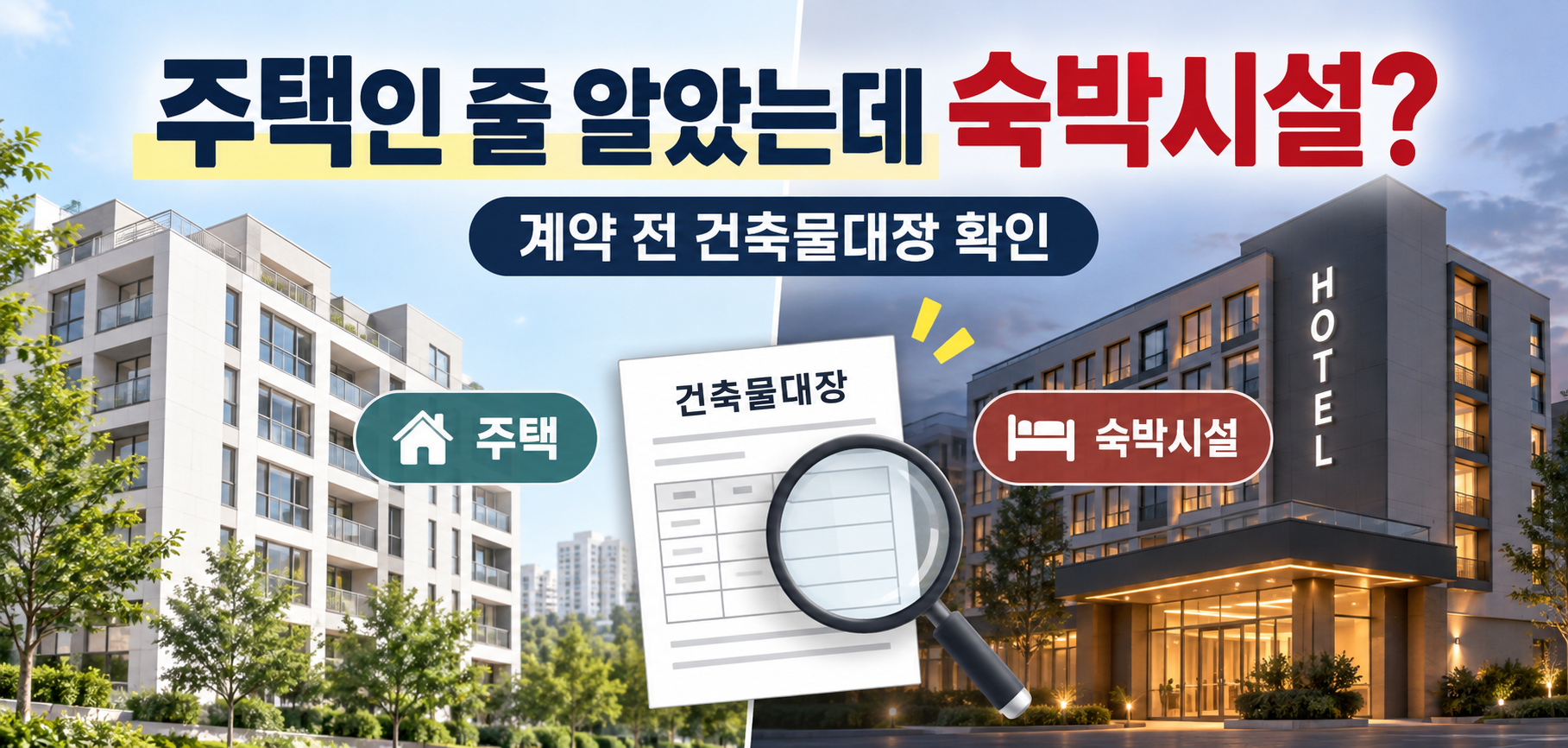 주택과 숙박시설 차이 및 부동산 계약 전 건축물대장 확인 이미지