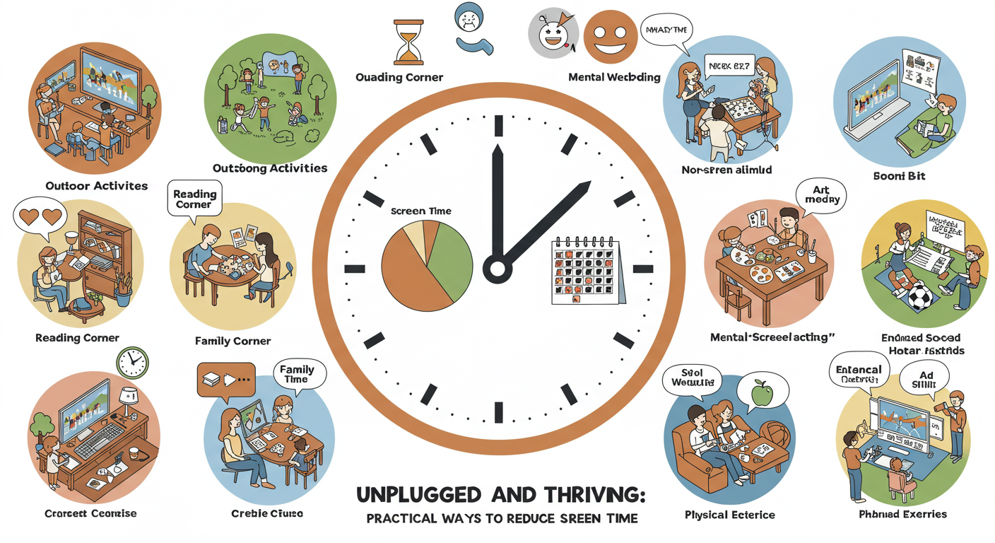 스크린 타임 줄이는 실천법 관련 그림