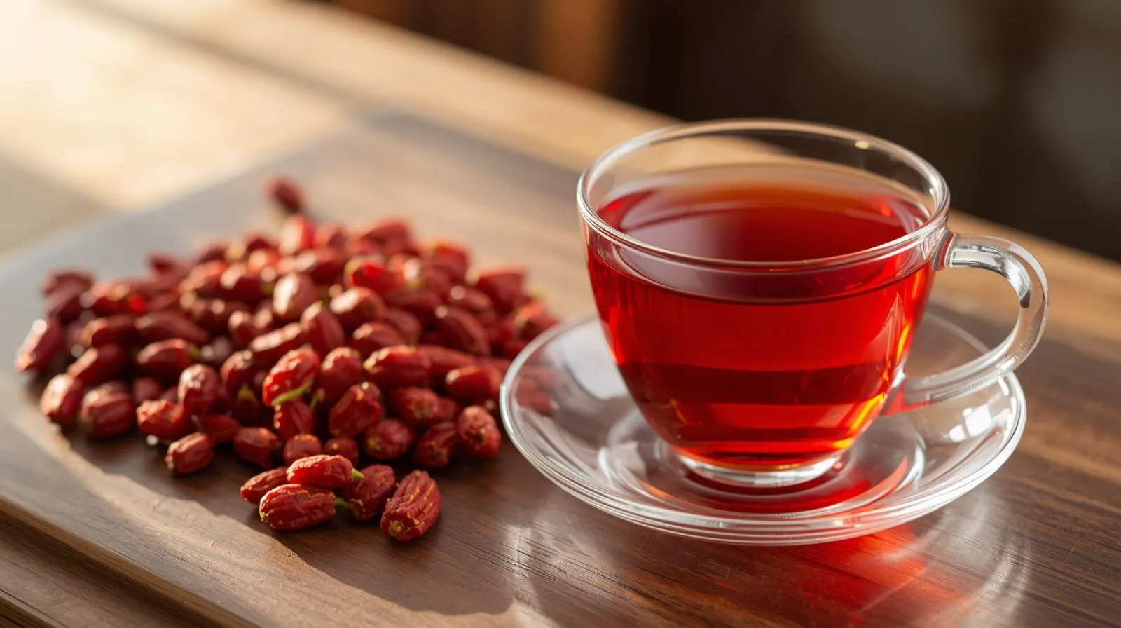 유리병에 넣은 구기자차