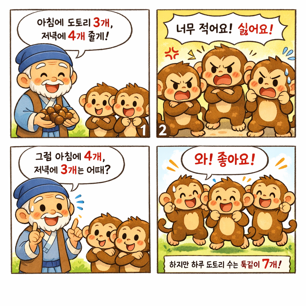 조삼모사 사자성어 만화