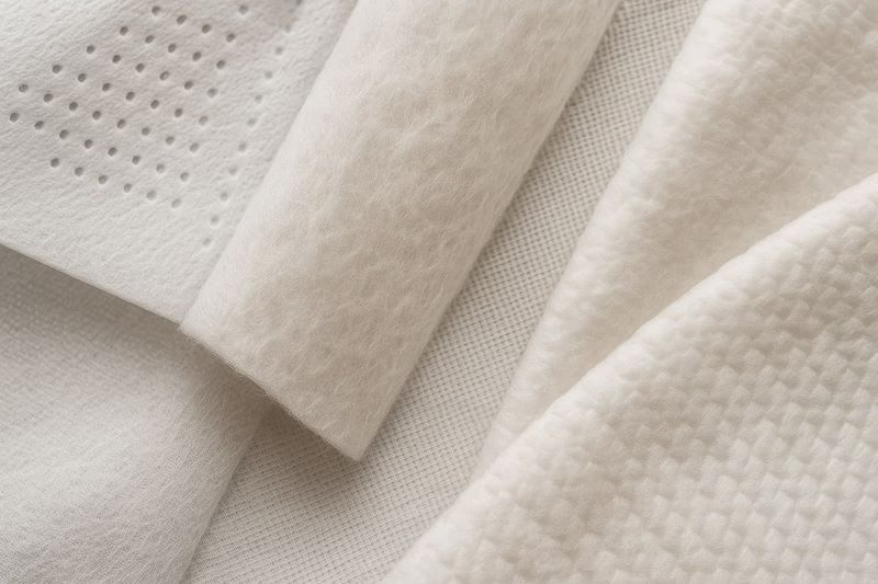 다양한 비직조 섬유의 질감을 보여줌