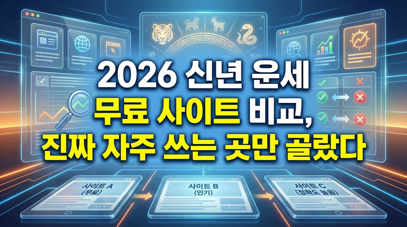 2026 병오년 신년운세 무료 사이트 완벽 비교! 신한라이프·농협·네이버·포스텔러·점신 실사용 후기 기반 장단점 분석. 토정비결·띠별운세·궁합까지 한눈에 확인하세요.