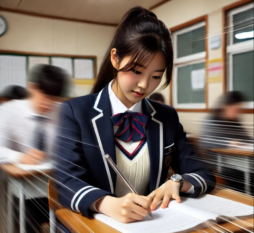 문제 풀이 속도를 높이고 있는 학생의 이미지