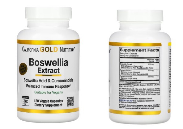 California Gold Nutrition, 보스웰리아 추출물, 강황 추출물 함유, 250mg, 베지 캡슐 120정