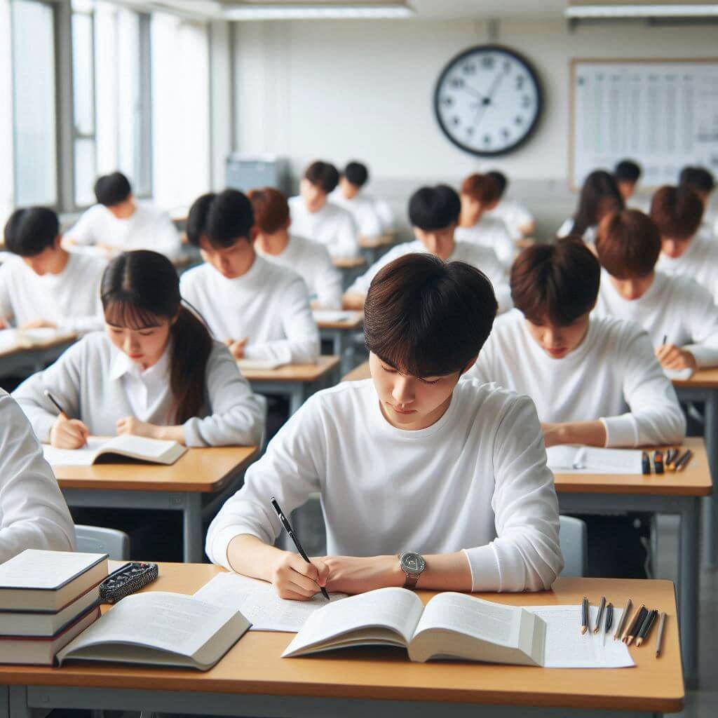 2025학년도수능시간표에맞춰모의고사와수능시험을보는학생들사진
