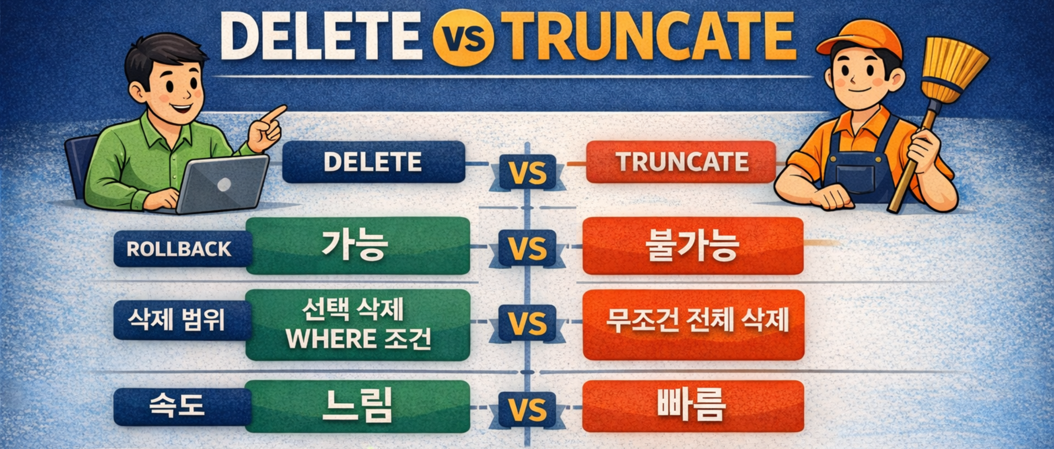 delete와 truncate 비교
