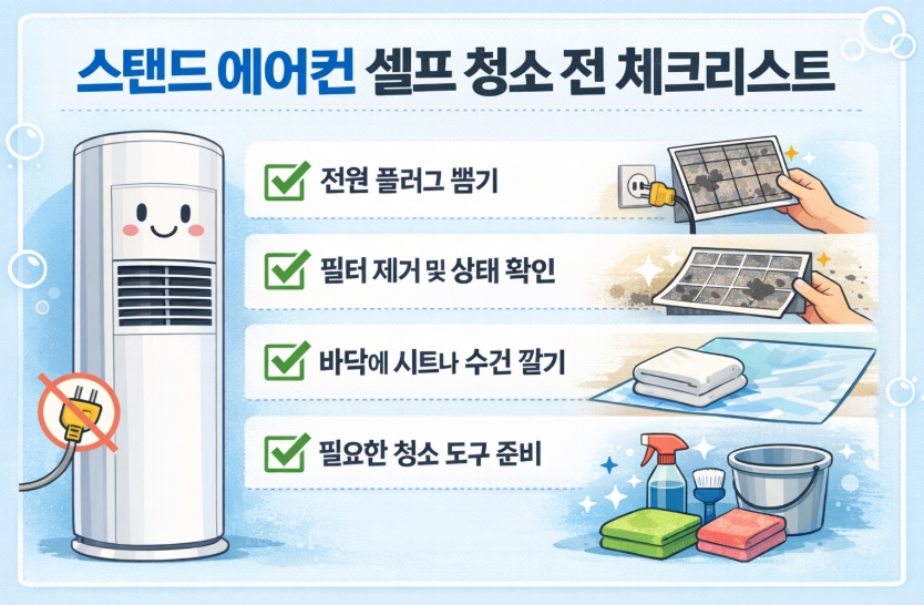 스탠드 에어컨 셀프 청소방법, 처음 하는 사람도 실패 적게 하는 현실 가이드