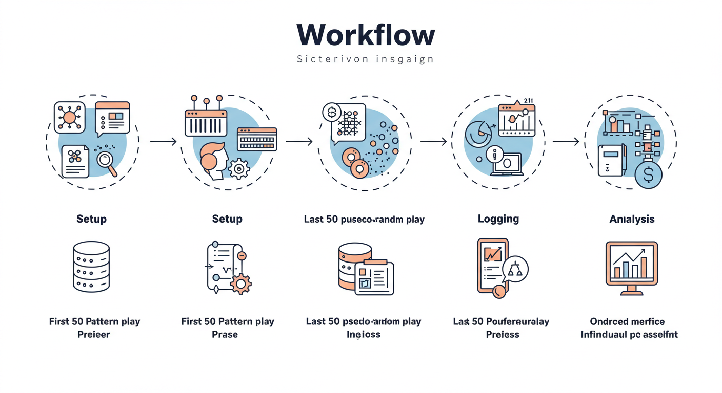 사전 설정&rarr;전반 50판(사람 자유 전략, AI 패턴 탐지)&rarr;후반 50판(사람 의도적 랜덤, AI 난수 대응)&rarr;로그 수집&rarr;분석의 흐름을 보여주는 워크플로 다이어그램