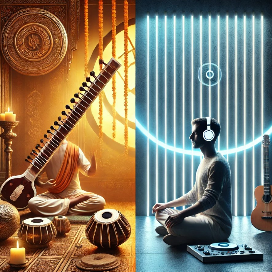인도, 서양 명상 음악과 주파수 비교 관련 이미지