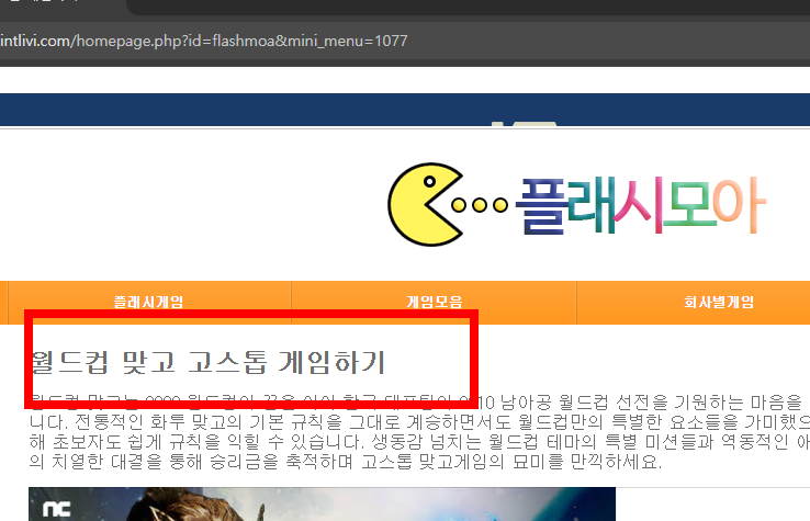 월드컵 맞고 게임 홈페이지 소개