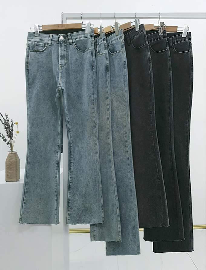 오조이 2컬러 길이 사이즈다양 기모 스판 부츠컷 허리밴딩 데님 팬츠