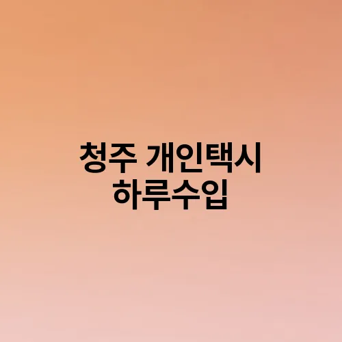 청주 개인택시 하루수입