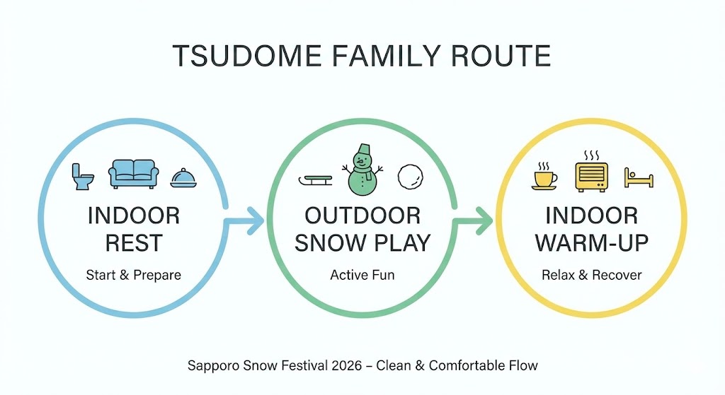 삿포로 눈축제 쓰도무(つどーむ) 가족 코스 2026아이 동반 “실수 0” 동선|따뜻한 실내 휴식 + 눈놀이 핵심만 3시간 플랜