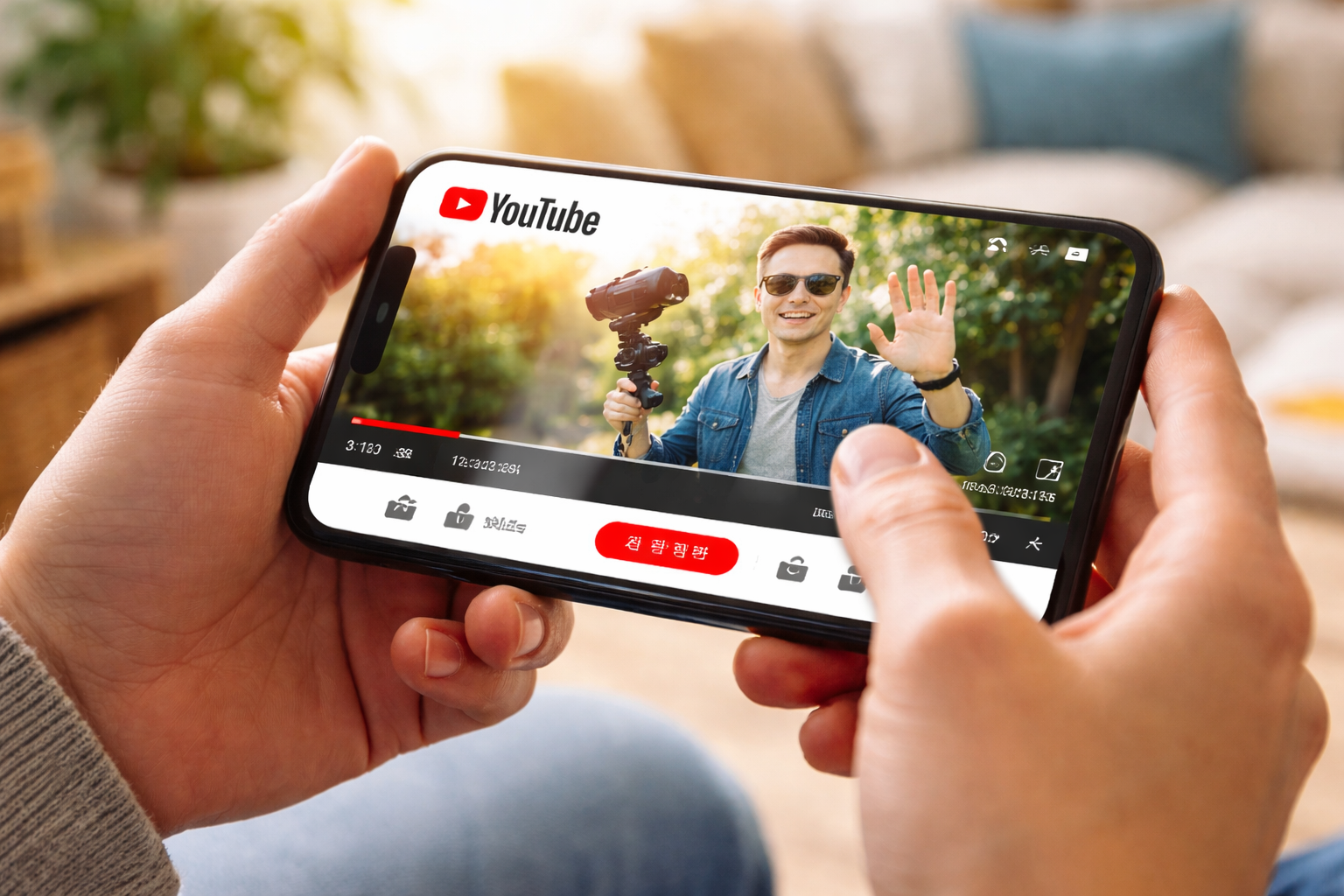 유튜브를 시청하고 있는 사람