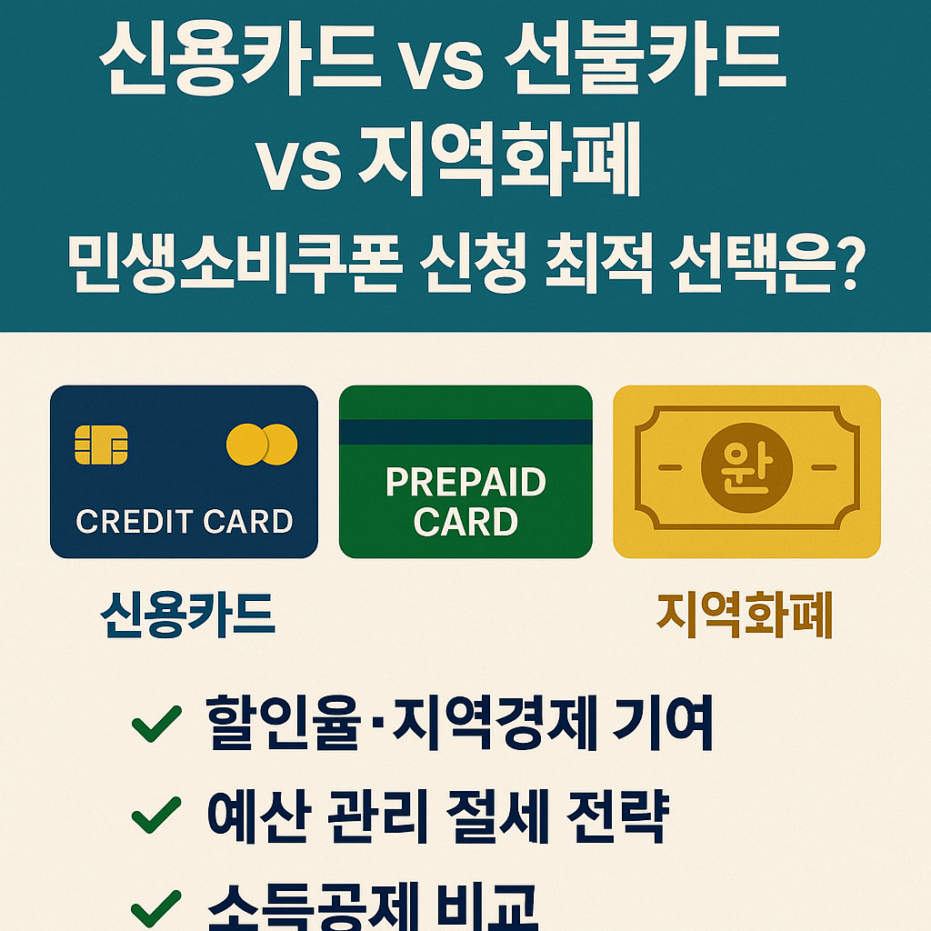민생회복 소비쿠폰 신청 최적 선택은? 신용카트 지역화폐 선불카드
