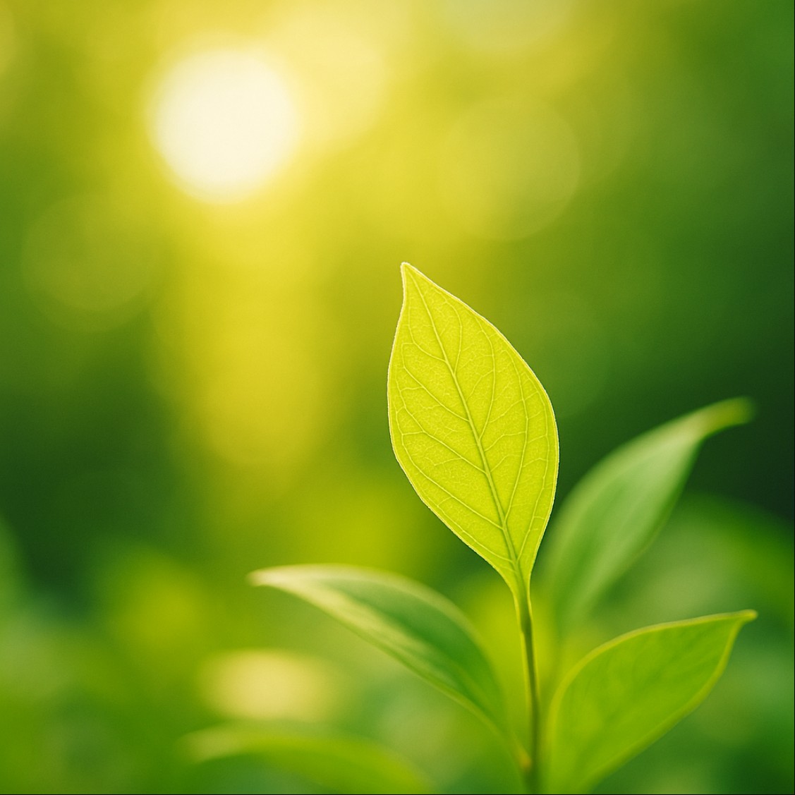햇살 아래 초록 잎사귀가 비치는 자연광 이미지 - 루테인 하루 섭취량