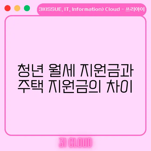 청년 월세 지원금과 주택 지원금의 차이