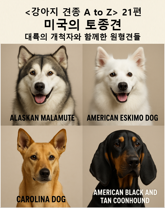 미국의 토종견 이미지 &ndash; 대륙의 개척자와 함께한 원형견들