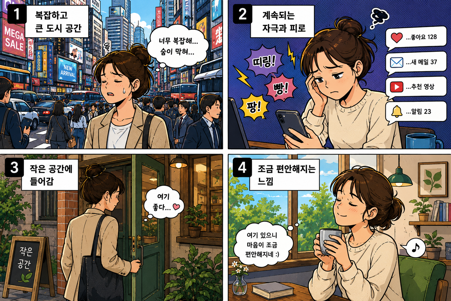 작은 공간에서의 편안해지는 느낌