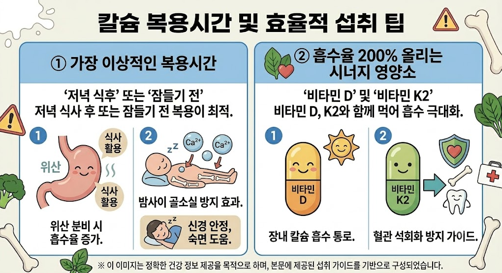 이상적인 칼슘 복용시간은 저녁 식사 직후