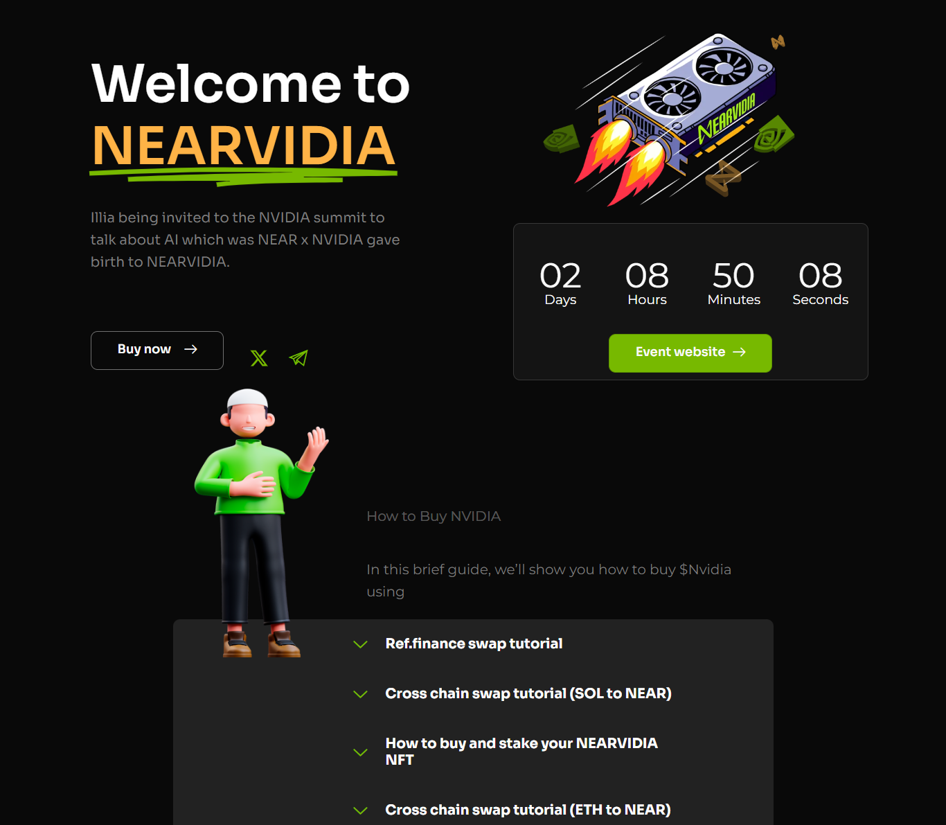 요즘 핫한 GPU, AI 관련 NVIDIA 코인 구매하는 방법 - NEAR 프로토콜 스왑1