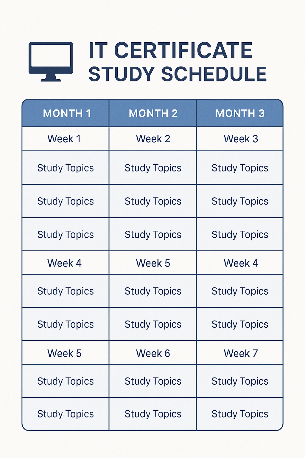 IT 자격증 학습 스케줄표