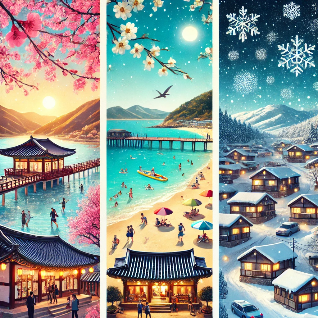 계절별 강원도 추천 여행지 봄꽃, 여름바다, 겨울눈 사진