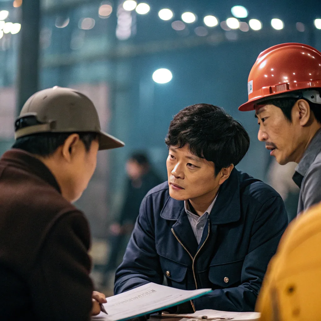 공사현장에서 근로자와 사업자의 대화 장면_2