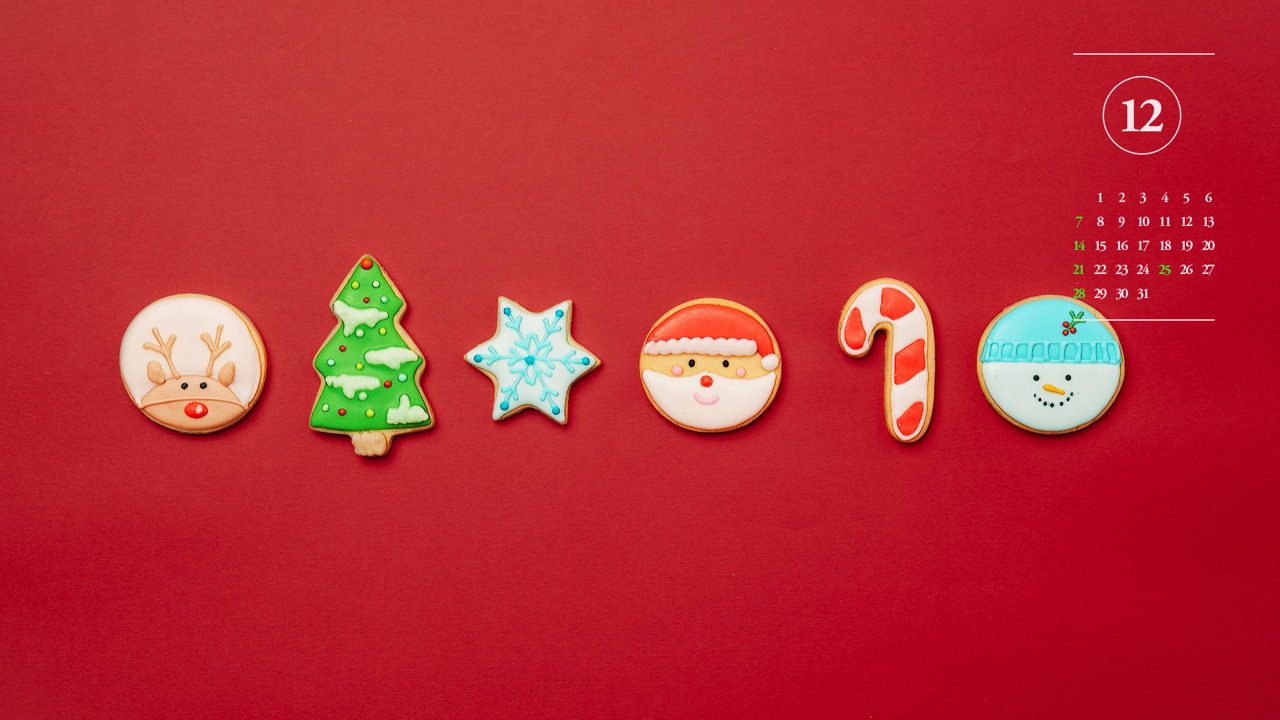 03 크리스마스 쿠키 A - 2025년12월 노트북배경화면