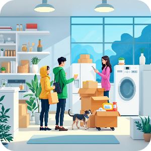 혼수가전 준비하는 예비 부부 이미지