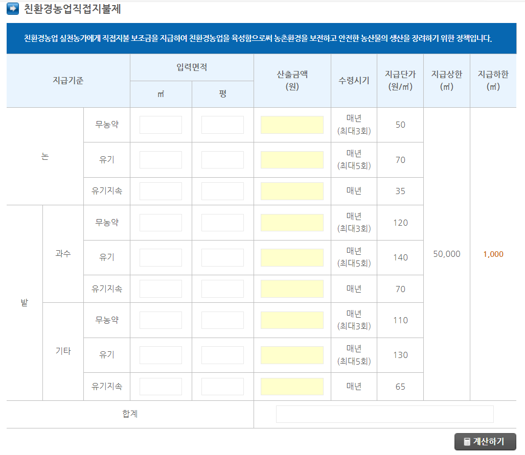 2024 기본형 공익직불금 미리 계산하는 방법