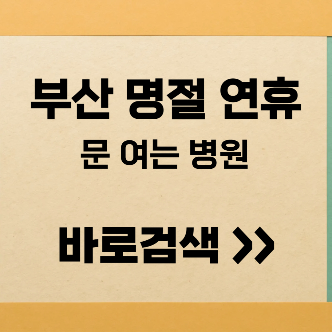 부산 명절 연휴 문여는 병원 바로가기