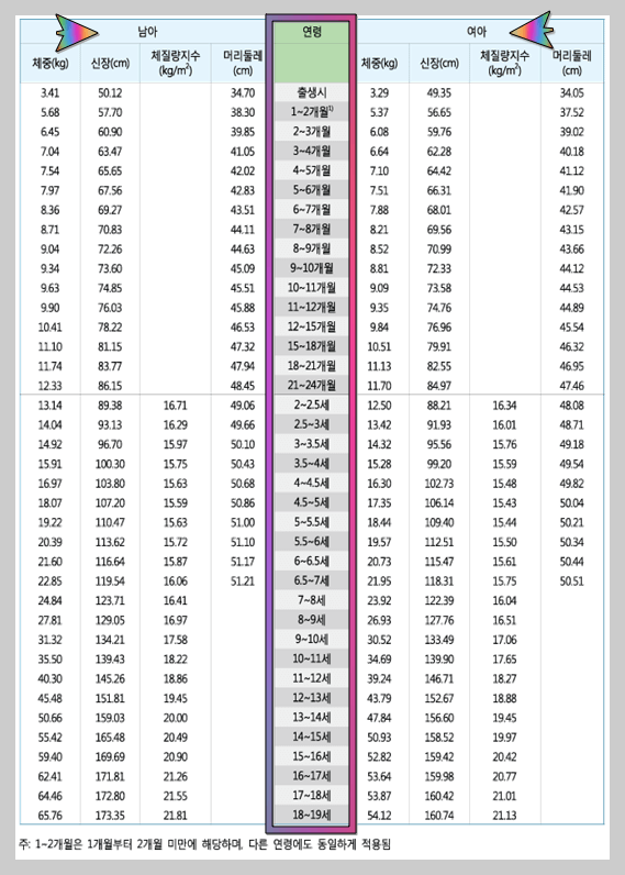 소아비만 나이 키 체중 체질량 기준