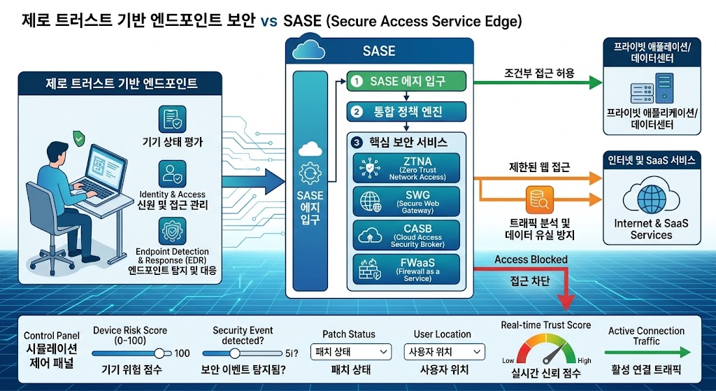 네트워크 경계가 사라진 환경에서 모든 접속 주체의 기기 상태를 실시간으로 검증하여 클라우드 자원 접근을 통제하는 제로 트러스트