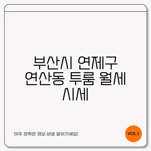 부산시 연제구 연산동 투룸 월세 시세, 가격비교