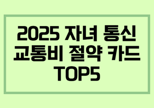 2025 자녀 통신비 교통비 절약 카드 TOP5 추천 이미지