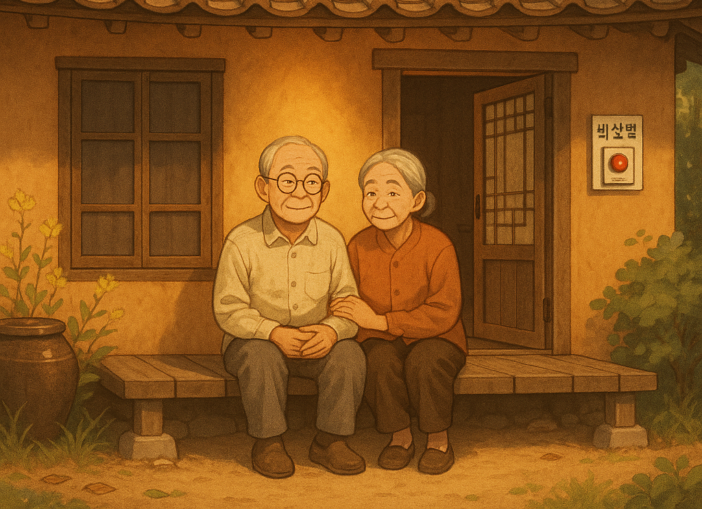 노부부가 함께 앉아 있는 모습