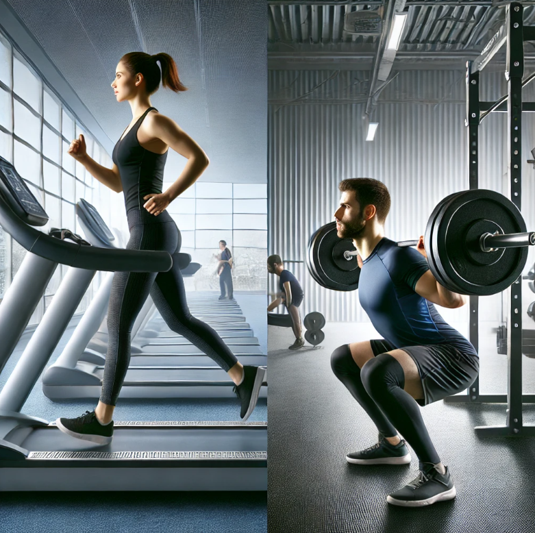 유산소운동과 근력운동 비교 사진