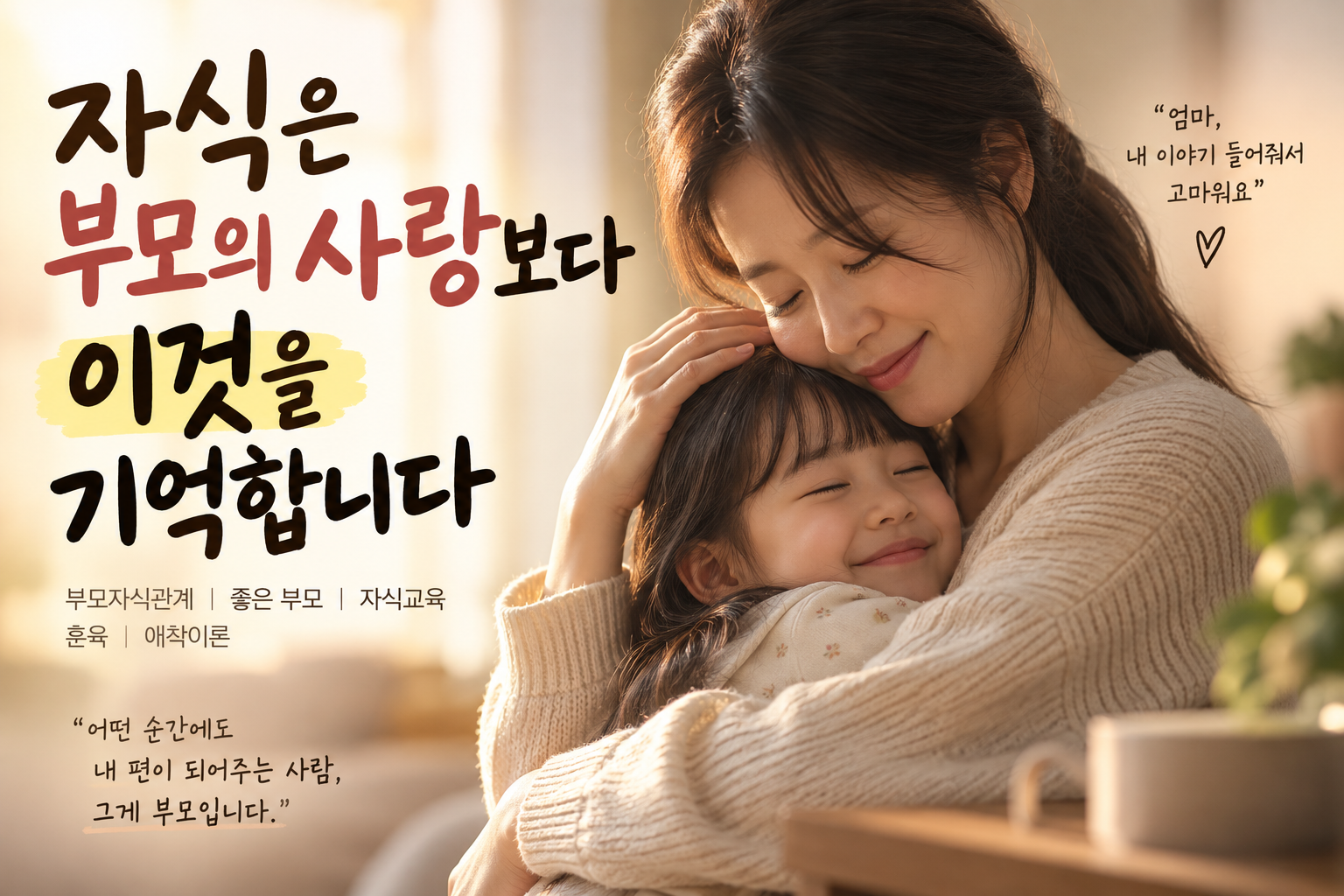 부모와 자녀의 안정적인 애착 관계를 표현한 이미지